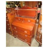 CHERRY 5 DRW DROP FRONT SECRETARY W/ GALLERY TOP