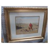 GOLD ORNATE FRAMED ENGLISH HUNTING SCENE