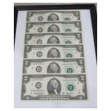 FRAMED $2 CONSECUTIVE SERIAL NUMBERS