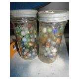 (2) JARS OF VINTAGE MARBLES