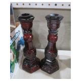 PAIR OF CAPE COD RUBY RED CANDLEHOLDERS