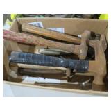 BOX FULL OF ANTIQUE HAMMERS