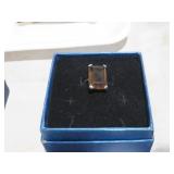 STERLING .925 SMOKEY QUARTZ RING SZ 5.5