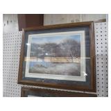 FRAMED ARTIST SIGNED CABIN & LAKE SCENE