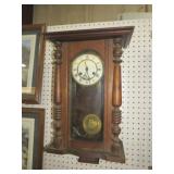 ANTIQUE WOOD FRAMED WALL CLOCK