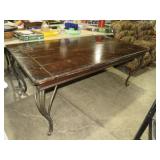 SOLID WOOD W/ WROUGHT IRON BASE DNING TABLE