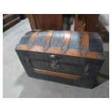 ANTIQUE CAMEL BACK LIFT TOP TRUNK