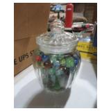 GLASS JAR OF MARBLES