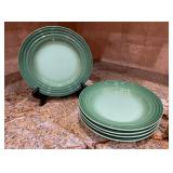 5 Green Le Creuset 10-Inch Dinner Plates