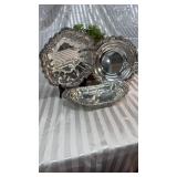 3 Piece Silver Plated Serving Bowl Set.