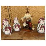 Christmas Santa And Snowman Figurines