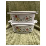 2 Floral Corningware Small Casserole Dishes w Lids