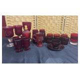 LARGE BUNDLE Ruby Red Glass Items - Cups, Glasses,