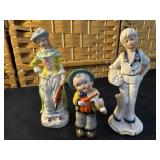 Lot of 3 Miniature Figurines. Fiddler, Lady, and