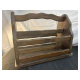 Wooden Floor Magazine Holder. See Photos for