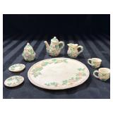 Vintage 1994 Floral Ceramic Miniature 8pc Tea Set