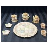 Vintage 1994 Angel Bears Miniature 8pc Tea Set