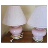 Pair Of Pink Bedside Lamps 16"