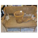 Wicker Love Seat, Rug Beater & Basket