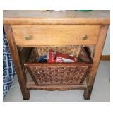 End Table With Basket & Luggage Rack Antique