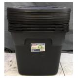 5 Sterilite Black Plastic Storage Totes W/ Lids