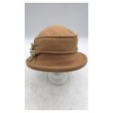 100% Wool Tan Hat W/ Flower