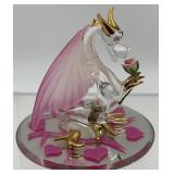 Glass Dragon W/ Flower Figure No Chips/cracks