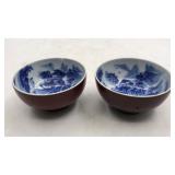 2pcs Chinese Porcelain Bowls W/ Marks Blue/white