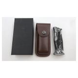 New Folding Knife In Holster And Gift Box