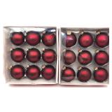 2 Boxes 9ct Glass Ornaments Burgundy