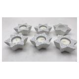 6 Ceramic Snowflake Tealight Candle Holders