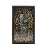 Framed Elephant Print W/ Animal Print Mat