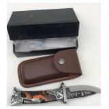 New Folding Knife In Holster And Gift Box