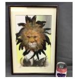 Cool Mixed Media 3d Lion Art Framed & Matted