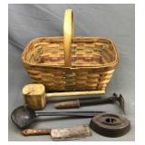 Antique Basket W/ Tools & Made In Ypsilanti Mi Sad