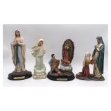 4 Religious Icons Lot Lady Of Guadalupe Figure,