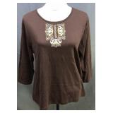 Nwt Brown Tshirt Scoop Neck Sz L (14/16)