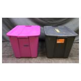 2 -20gal Plastic Storage Totes W/ Latch Lids