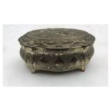 Vintage Ornate Silvertone Metal Trinket Box Japan