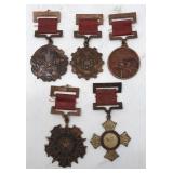 (5) 1940s-1950s Chinese Medals Quality Vintage