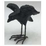 Ceramic Black Crow W/ Metal Legs Figure