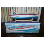 Wind Up Toy Tin Boat / Boxed