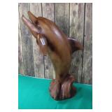 Carved  Wooden Teak Dolphin / 2fth