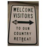 Welcome Visitors Metal Sign