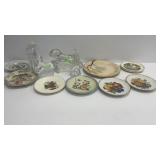 (9) decorative plates one is signed, clear heavy