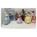 (9) vintage porcelain and ceramic lady figurines,