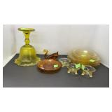 Colored glass lot includes yellow depression,