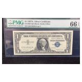 Currency: 1957-A PMG Gem UNC 66 EPQ $1 Silver