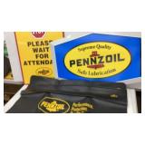 Pennzoil metal sign, plastic sign and faux