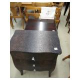 QUILT STAND & (2) 3 DRAWER NIGHT STANDS